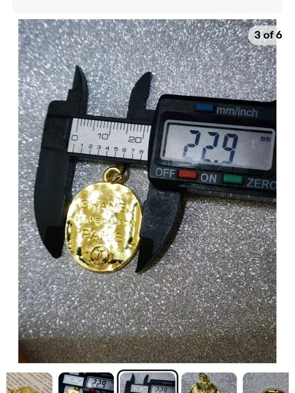 CHANEL Gold Oval Logo Medallion Charm Pendant. Repurposed